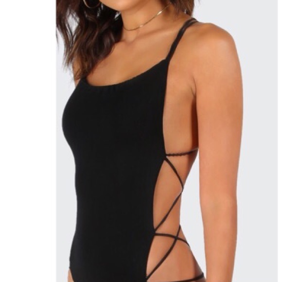 Strappy Backless Bodysuit....Color: Black...New - Picture 2 of 6